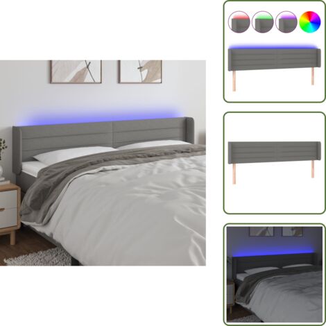 Testiera con luci - vidaXL Testiera a LED Grigio Scuro 163x16x78/88 cm in Tessuto - Testiera regolabile