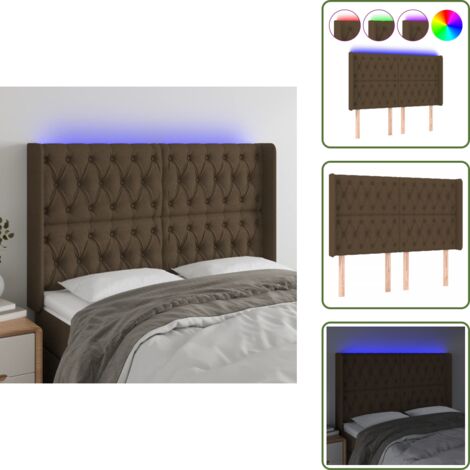 Testiera con luci - vidaXL Testiera a LED MarroneScuro147x16x118/128cm inTessuto - Testiera regolabile