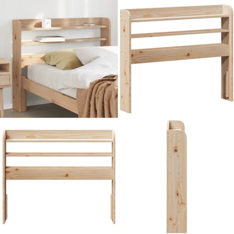 Testiera con Ripiani 90 cm in Legno Massello di Pino - Testiera con ripiani - Testiera autoportante