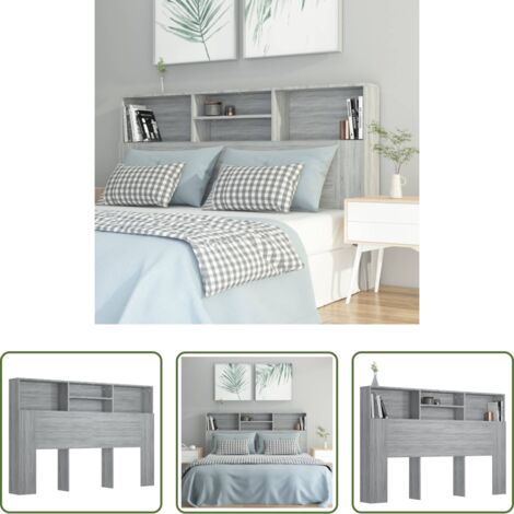 Testiera con scomparti -  Testiera con Scomparti Grigio Sonoma 160x19x103,5 cm