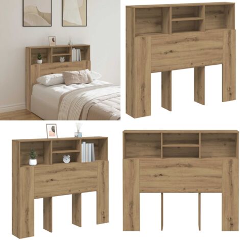 Testiera Contenitore Rovere Artigianale 120x19x103,5 Truciolato - Contenitore letto - Truciolato