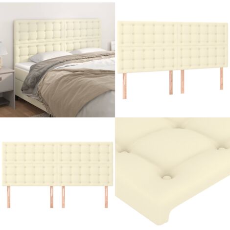 Testiera Crema 200x5x118/128 cm Similpelle - Testiera in similpelle - Testiera regolabile