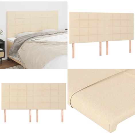 Testiera Crema 200x5x118/128 cm Tessuto - Testiera in tessuto - Testiera regolabile
