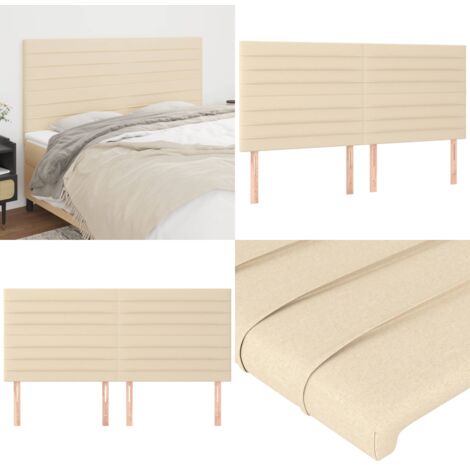 Testiera Crema 200x5x118/128 cm Tessuto - Testiera in tessuto - Testiera regolabile