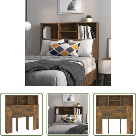 Testiera da camera da letto -  Testiera con Contenitore Rovere Fumo 100x19x103,5 cm