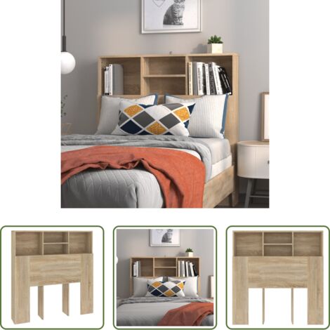 Testiera da camera da letto -  Testiera con Contenitore Rovere Sonoma 100x19x103,5 cm