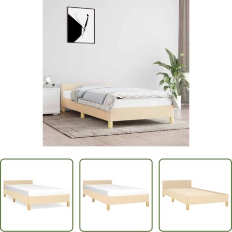 Testiera da letto -  Giroletto senza Materasso Crema 100x200 cm in Tessuto