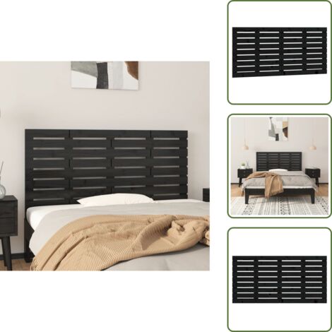 Testiera da letto - vidaXL Testiera da Parete Nera 146x3x63 cm in Legno Massello di Pino -