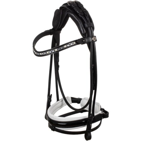 Testiera Damigella in pelle tubolare con brillantini  sul frontalino: EXTRA FULL, Marrone / Marrone