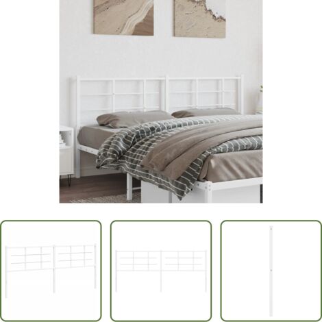 Testiera di letto bianca -  Testiera di Ricambio in Metallo Bianco 193 cm