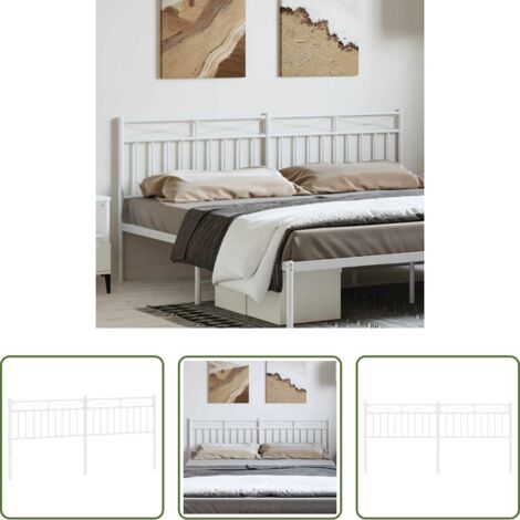 Testiera di letto bianca -  Testiera di Ricambio in Metallo Bianco 193 cm