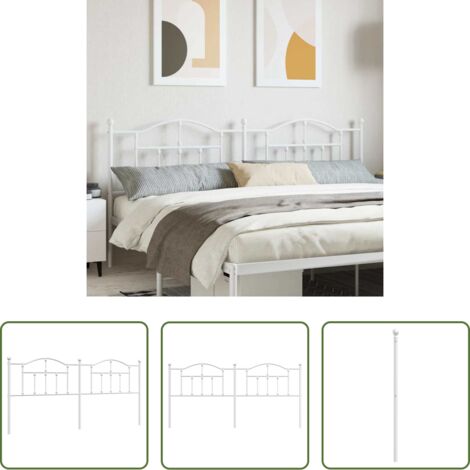 Testiera di letto bianca -  Testiera di Ricambio in Metallo Bianco 200 cm