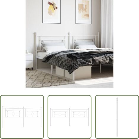 Testiera di letto bianca -  Testiera di Ricambio in Metallo Bianco 200 cm