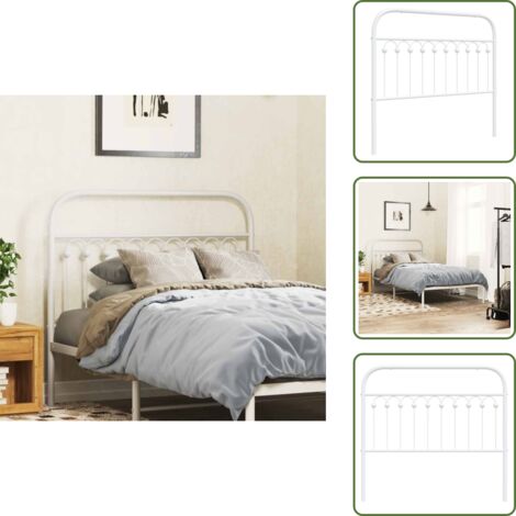 Testiera di letto bianca - vidaXL Testiera di Ricambio in Metallo Bianco 107 cm -