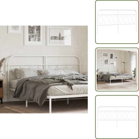 Testiera di letto bianca - vidaXL Testiera di Ricambio in Metallo Bianco 183 cm -