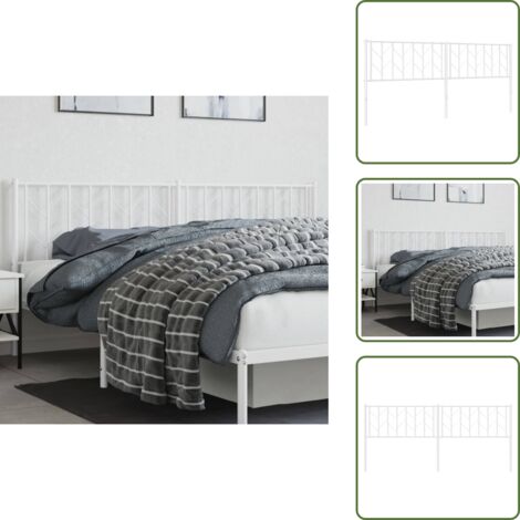 Testiera di letto bianca - vidaXL Testiera di Ricambio in Metallo Bianco 193 cm -