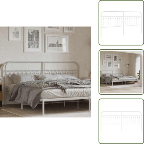Testiera di letto bianca - vidaXL Testiera di Ricambio in Metallo Bianco 193 cm -