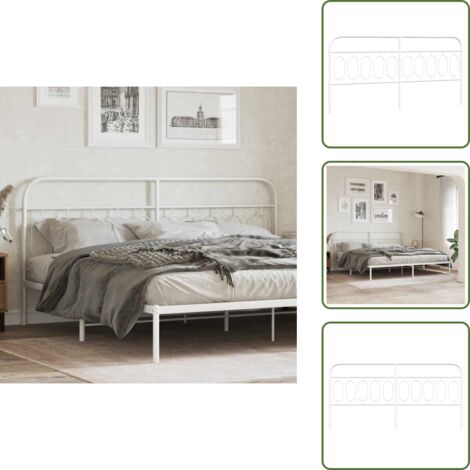 Testiera di letto bianca - vidaXL Testiera di Ricambio in Metallo Bianco 200 cm -