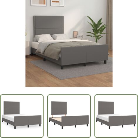 Testiera di letto -  Giroletto senza Materasso Grigio 120x190 cm Similpelle