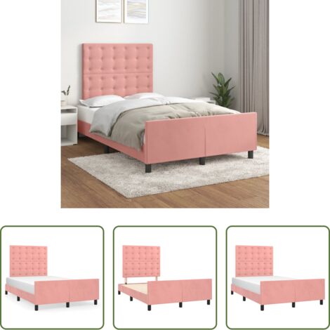 Testiera di letto -  Giroletto senza Materasso Rosa 120x190 cm Velluto