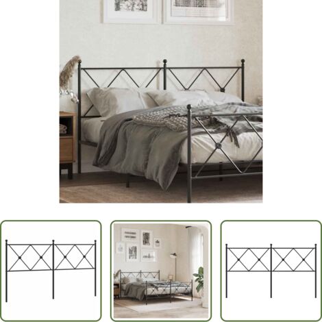 Testiera di letto nera -  Testiera di Ricambio in Metallo Nero 160 cm