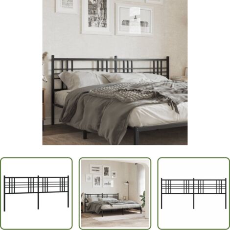 Testiera di letto nera -  Testiera di Ricambio in Metallo Nero 193 cm