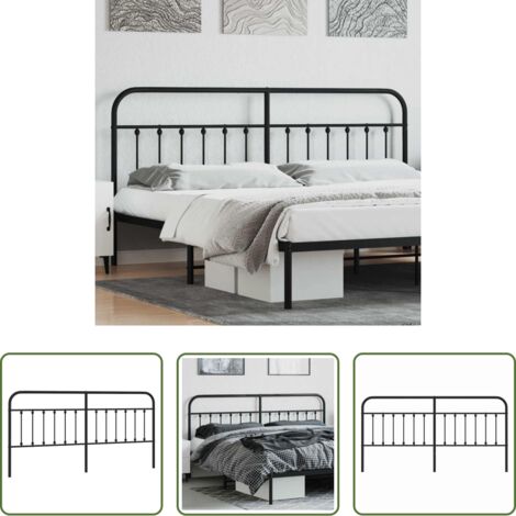 Testiera di letto nera -  Testiera di Ricambio in Metallo Nero 200 cm