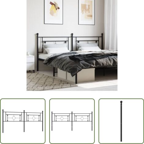 Testiera di letto nera -  Testiera di Ricambio in Metallo Nero 200 cm
