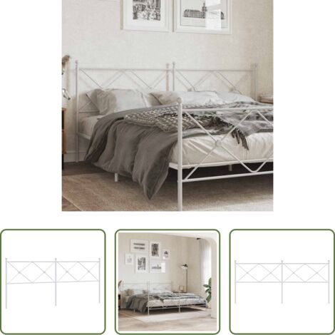 Testiera di letto -  Testiera di Ricambio in Metallo Bianco 193 cm