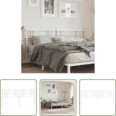 Testiera di letto -  Testiera di Ricambio in Metallo Bianco 193 cm