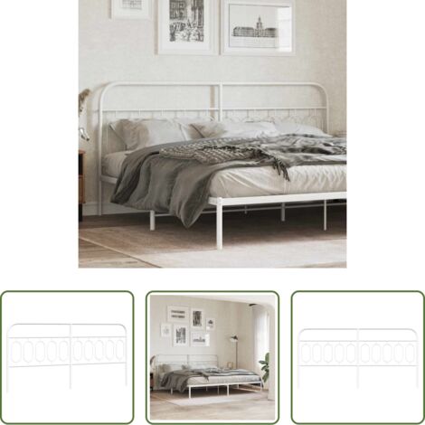 Testiera di letto -  Testiera di Ricambio in Metallo Bianco 200 cm