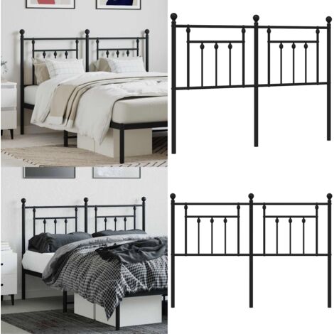 Testiera di Ricambio in Metallo Nero 140 cm - Testiera di letto nera - Testiera di letto acciaio