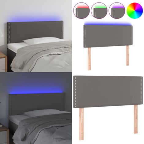 Testiera Grigia a LED 80x5x78/88 cm in Similpelle - Testiera per letto - Testiera grigia