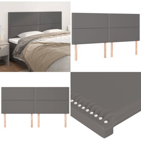 Testiera Grigio 200x5x118/128 cm in Similpelle - Testiera in similpelle - Testiera regolabile