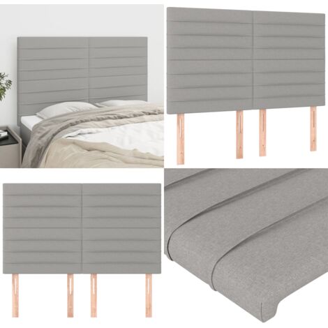 Testiera Grigio Chiaro 144x5x118/128 cm Tessuto - Testiera letto grigia - Testiera letto in tessuto
