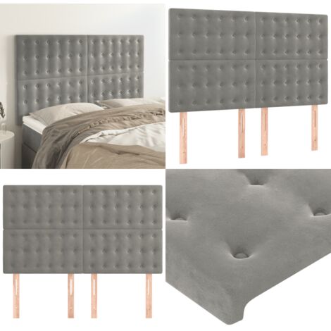 Testiera Grigio Chiaro 144x5x118/128 cm Velluto - Testiera in velluto - Testiera regolabile