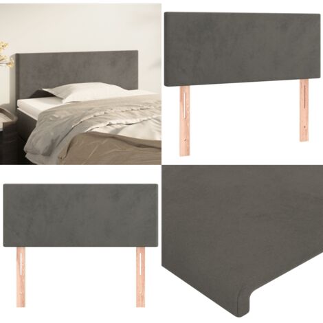 Testiera Grigio Scuro 90x5x78/88 cm in Velluto - Testiera in velluto - Testiera in legno