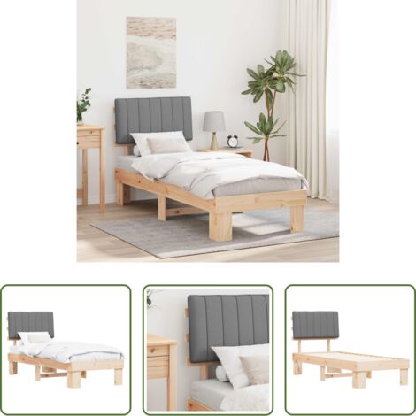 Testiera imbottita -  Letto con Testiera Rivestita Grigio chiaro 80 x 200 cm