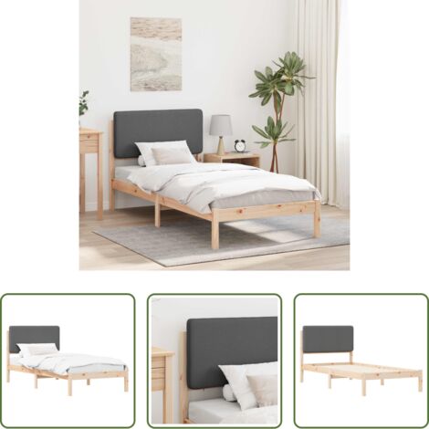 Testiera imbottita -  Letto con Testiera Rivestita Grigio scuro 100 x 200 cm