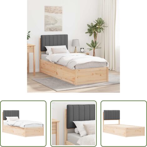 Testiera imbottita -  Letto con Testiera Rivestita Grigio scuro 80 x 200 cm