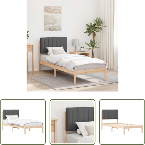 Testiera imbottita -  Letto con Testiera Rivestita Grigio scuro 80 x 200 cm