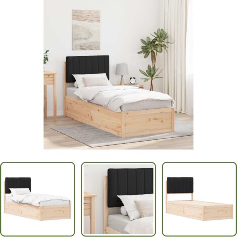 Testiera imbottita -  Letto con Testiera Rivestita Nero 80 x 200 cm Pino massello