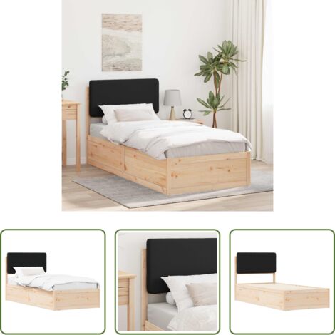 Testiera imbottita -  Letto con Testiera Rivestita Nero 80 x 200 cm Pino massello
