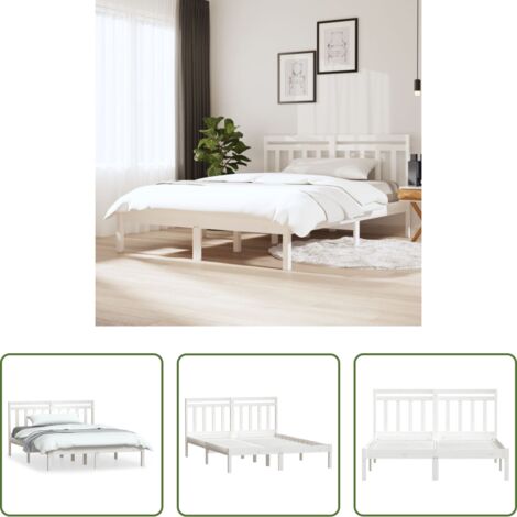 Testiera in legno -  Giroletto Bianco 135x190 cm Double in legno Massello