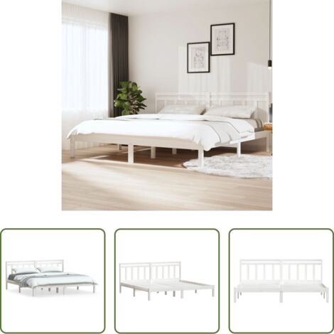 Testiera in legno -  Giroletto Bianco 180x200 cm Super King in Legno Massello