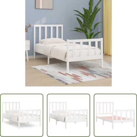 Testiera in legno -  Giroletto Bianco in Legno Massello 75x190 cm Small Single