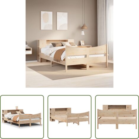 Testiera in legno -  Letto senza Materasso 135x190 cm in Legno Massello di Pino
