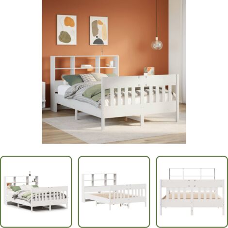 Testiera in legno -  Letto senza Materasso Bianco 140x190 cm Legno Massello di Pino