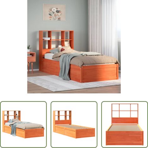 Testiera in legno -  Letto senza Materasso Marrone Cera 75x190 cm in Legno di Pino