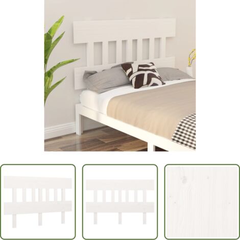 Testiera in legno massello -  Testiera Letto Bianca 123,5x3x81 cm in Legno Massello di Pino